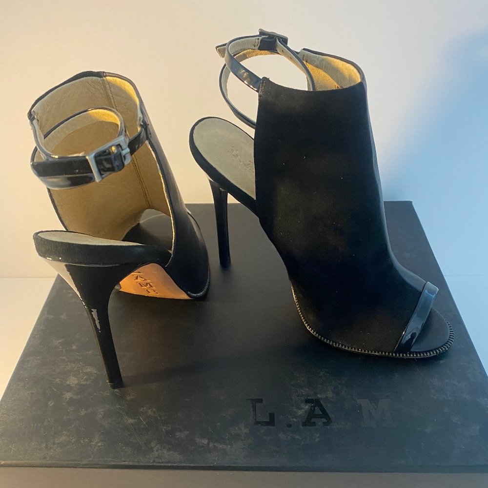 LAMB – WARD BOOTIES – BLACK SUEDE/LEATHER-SIZE 36